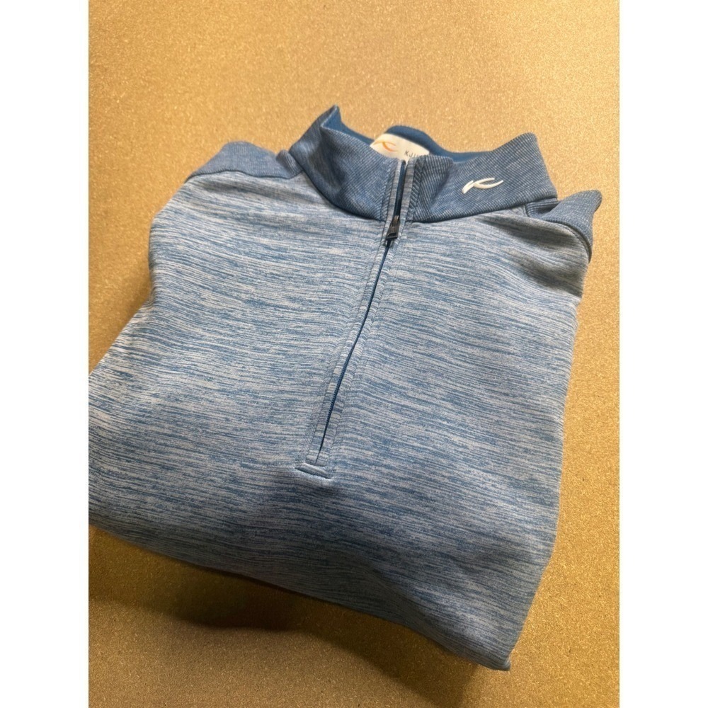 KJUS Mens LLIam Techwool Half Zip Pullover Sweater Blue Melange Size 50M $89